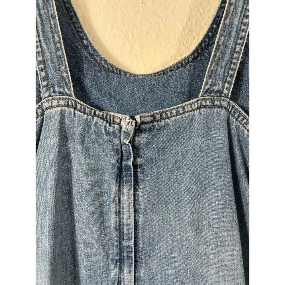 Vintage Distressed Denim Dress Womens‎ 4 Blue Jumper Midi Overall Y2K 90s